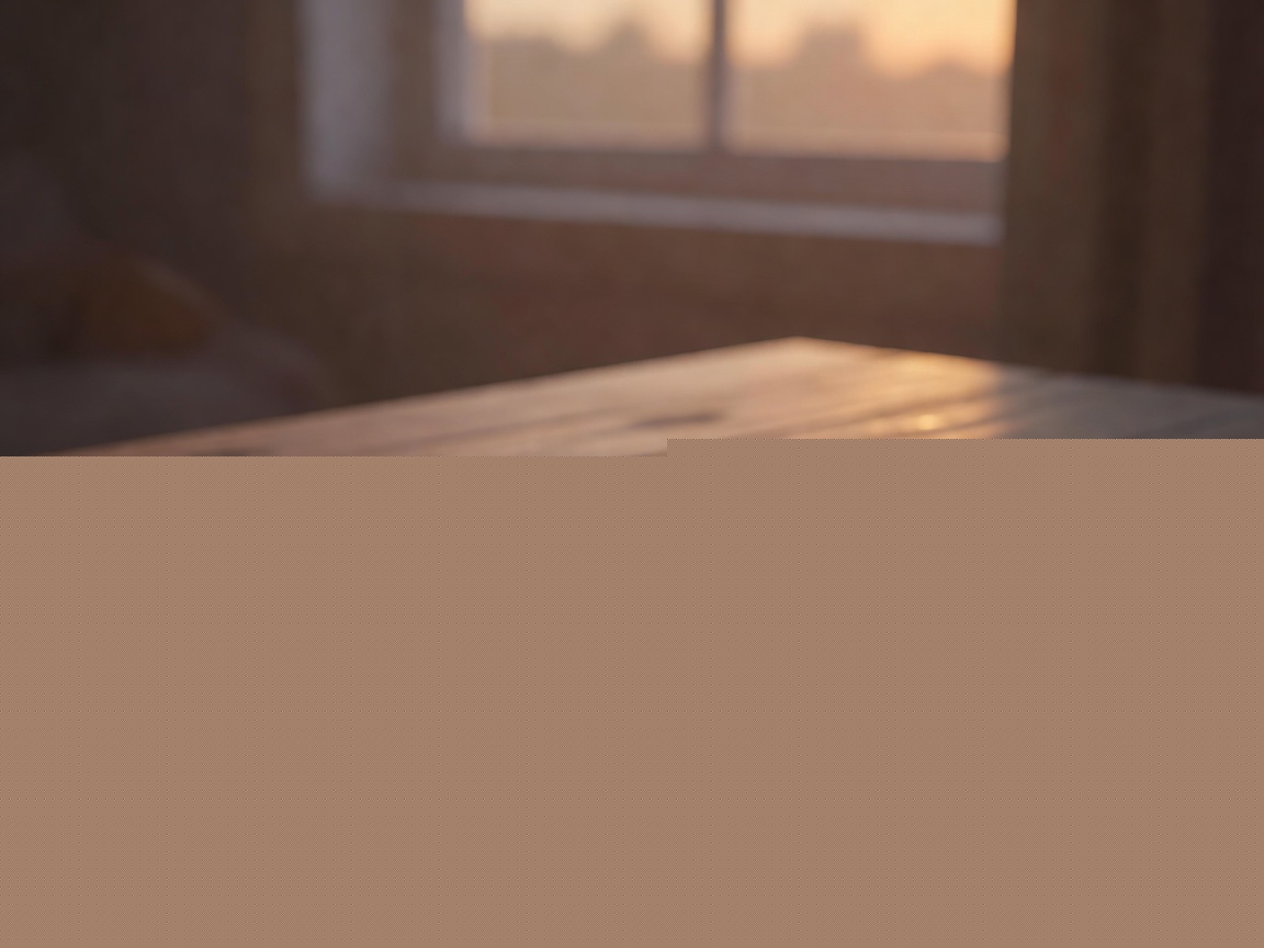 Soft 3D render of a budget phone on a table in warm dusk lighting
